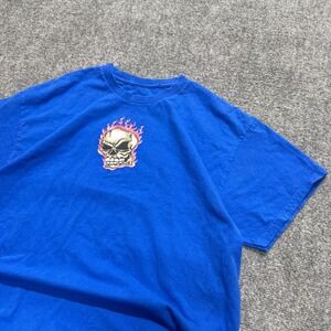 Y2K Empyre T-shirt Men's L Blue Grunge Skater Surfer Skull Flame